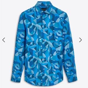 🎉 4 for 45 🎉 Bugatchi JULIAN Liberty People Puzzle Print Shirt Men’s Size M bin4
